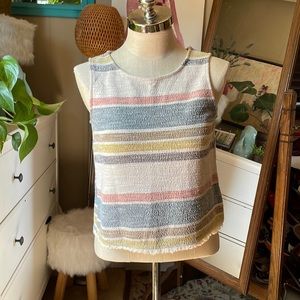 Striped Sleeveless Textured Tank Top - Multi
